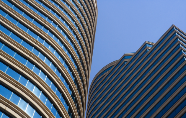 Facade of two sky scrapers Facade of two sky scrapers